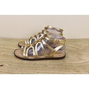 New Sam Edelman Sandals 8 Gold Tianna Embellished Jeweled Gladiator Flats